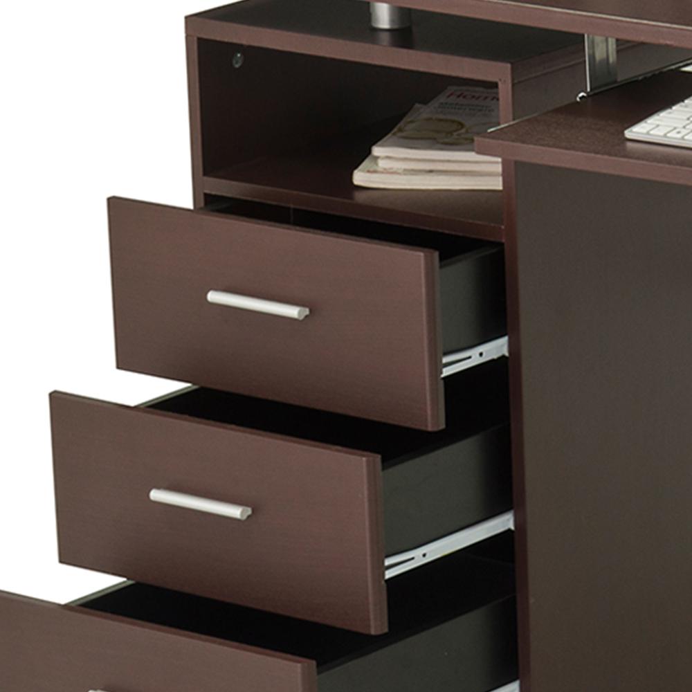 Computer Desk With Ample Storage. Color: Chocolate. Picture 7