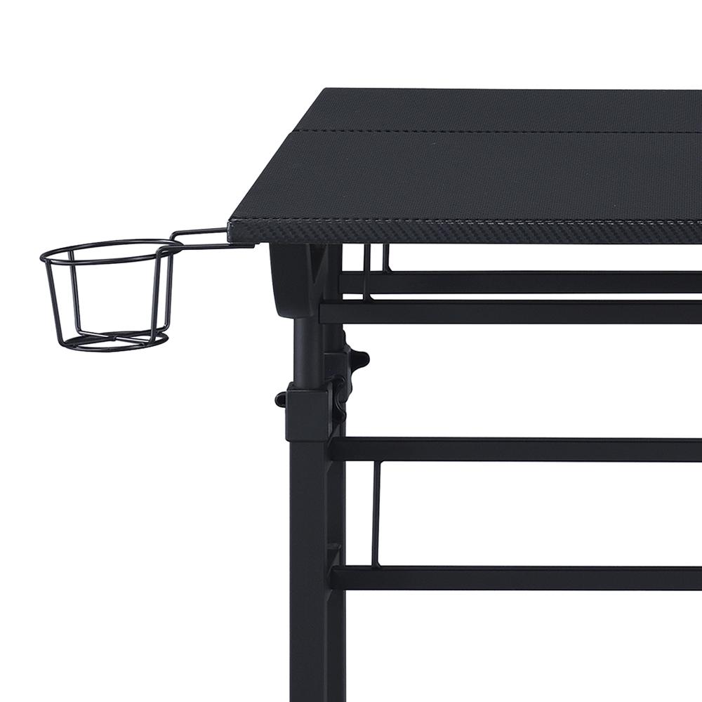 Rolling Writing Desk with Height Adjustable Desktop and Moveable Shelf, Black. Picture 3