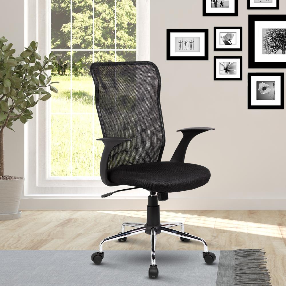Medium Back Mesh Assistant Office Chair. Color: Black. Picture 5