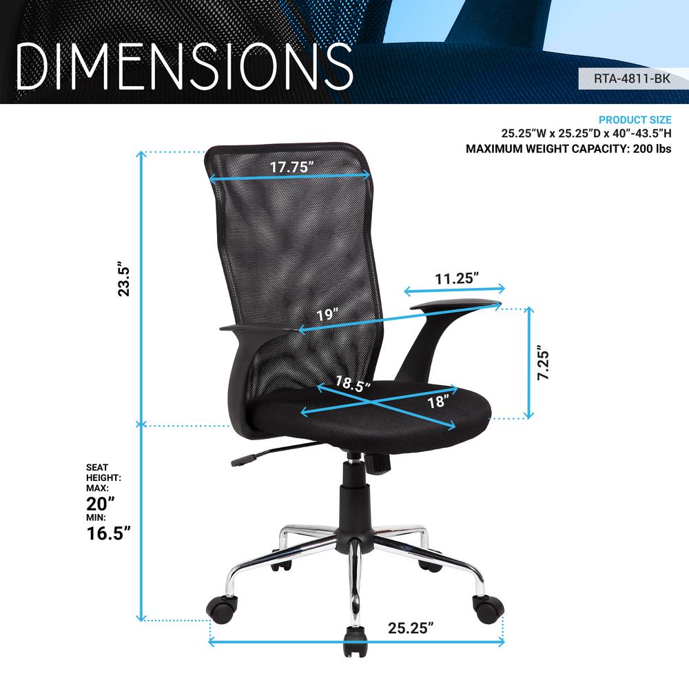 Medium Back Mesh Assistant Office Chair. Color: Black. Picture 7