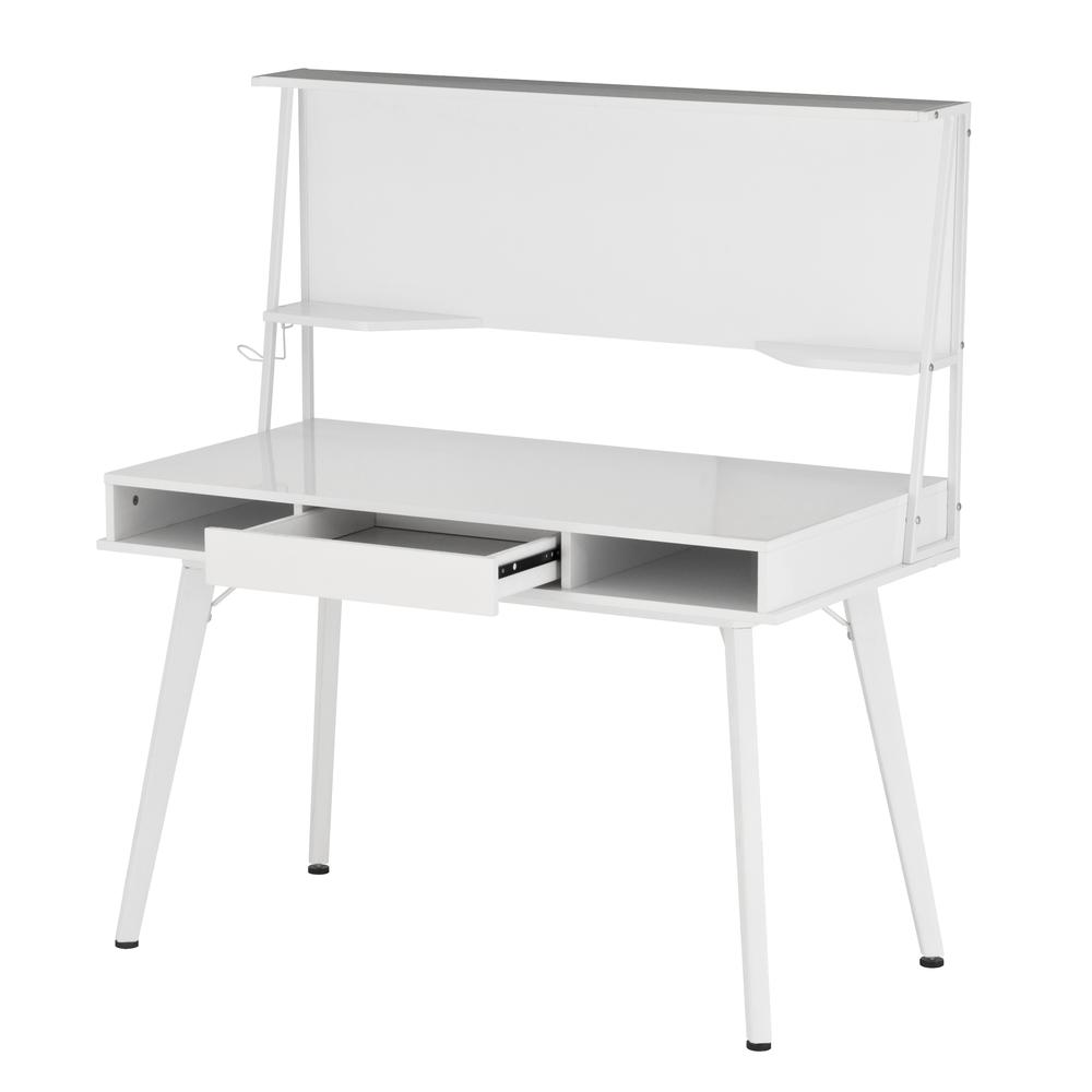 Techni Mobili Study Computer Desk with Storage & Magnetic Dry Erase White Board, White. Picture 11