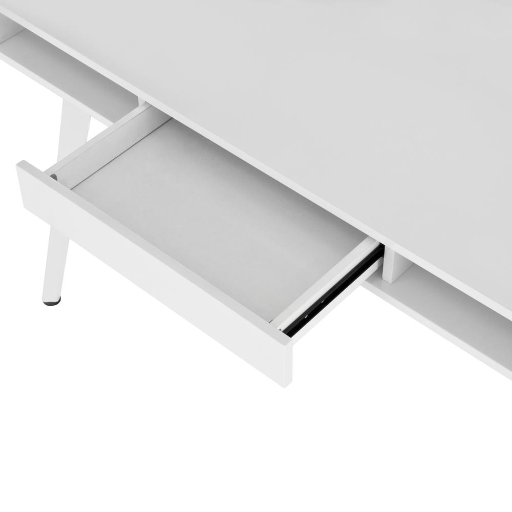 Techni Mobili Study Computer Desk with Storage & Magnetic Dry Erase White Board, White. Picture 12
