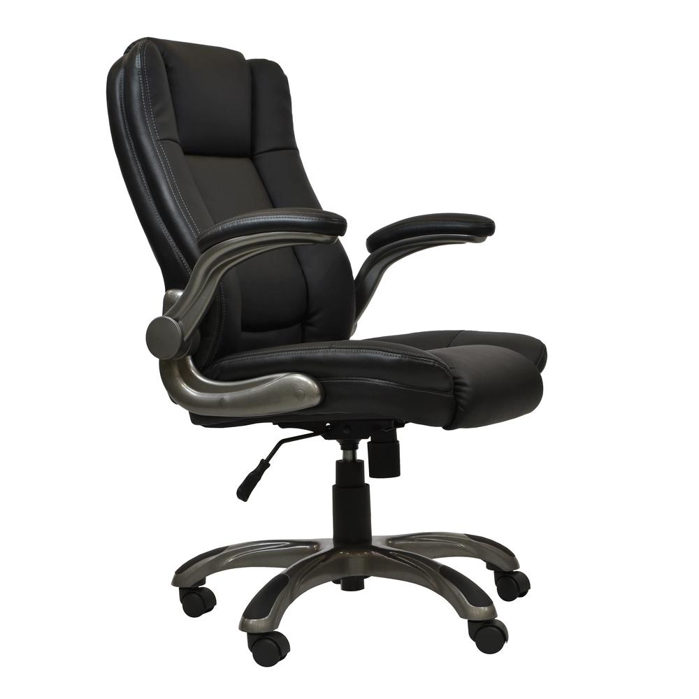 Medium Back Executive Office Chair with Flip-up Arms. Color: Black. The main picture.