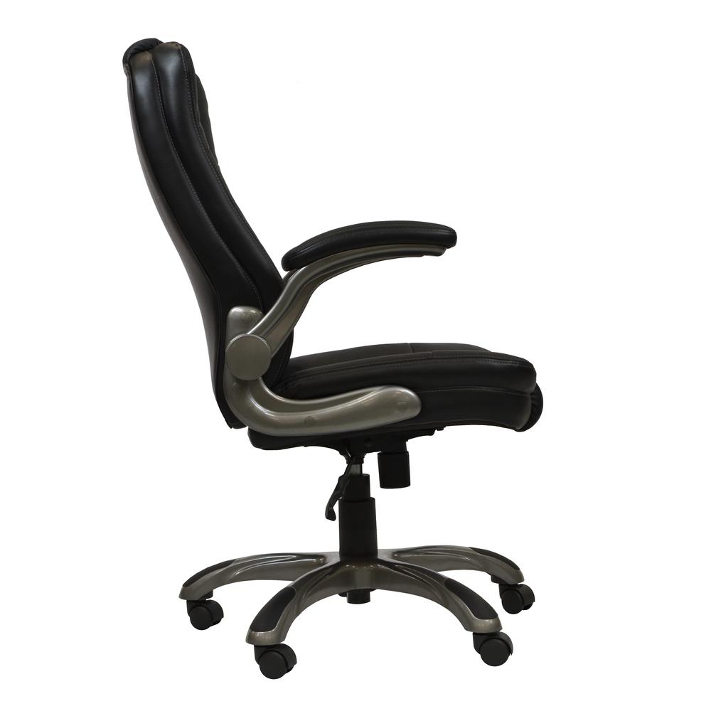 Medium Back Executive Office Chair with Flip-up Arms. Color: Black. Picture 3