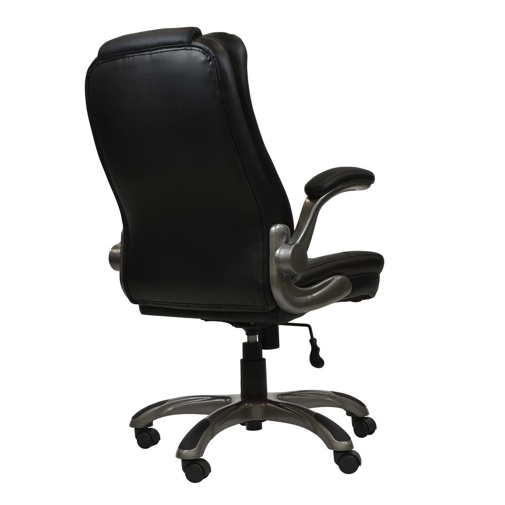 Medium Back Executive Office Chair with Flip-up Arms. Color: Black. Picture 4