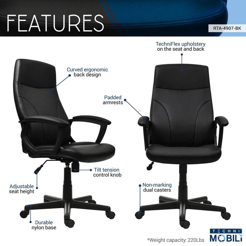 Medium Back Executive Office Chair. Color: Black. Picture 6
