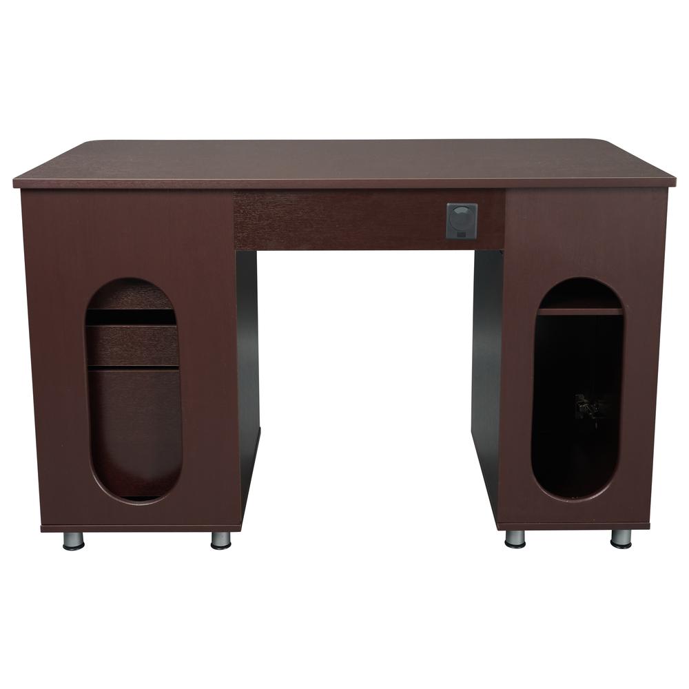 Complete Workstation Computer Desk with Storage. Color: Chocolate. Picture 6
