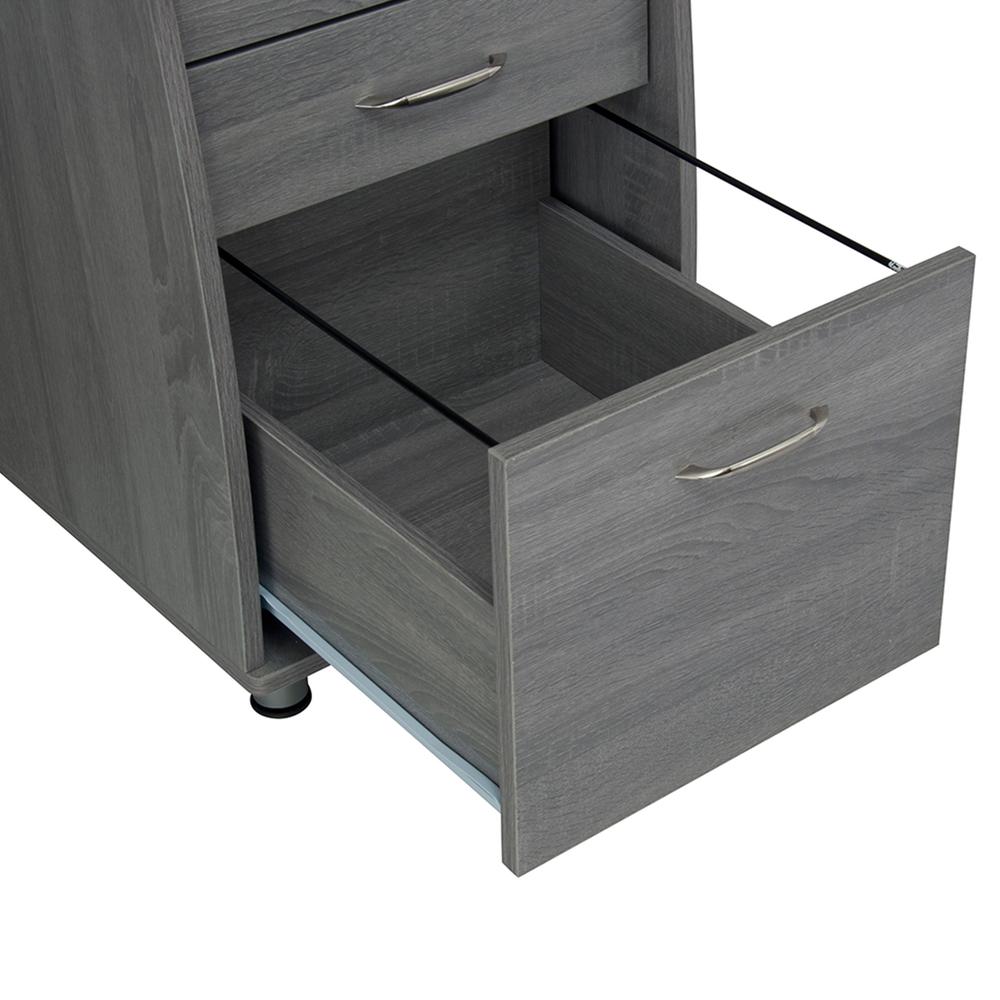 Complete Workstation Computer Desk with Storage. Color: Grey. Picture 10