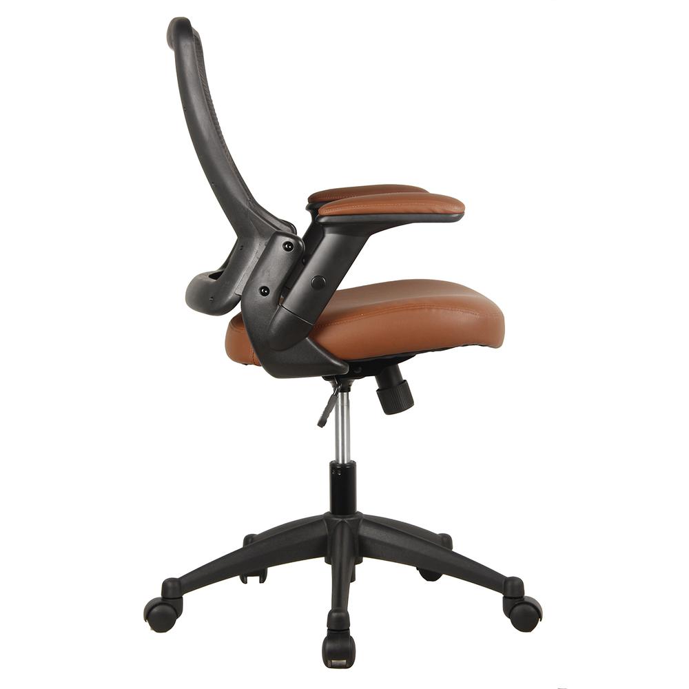Mid-Back Mesh Task Office Chair with Height Adjustable Arms. Color: Brown. Picture 4