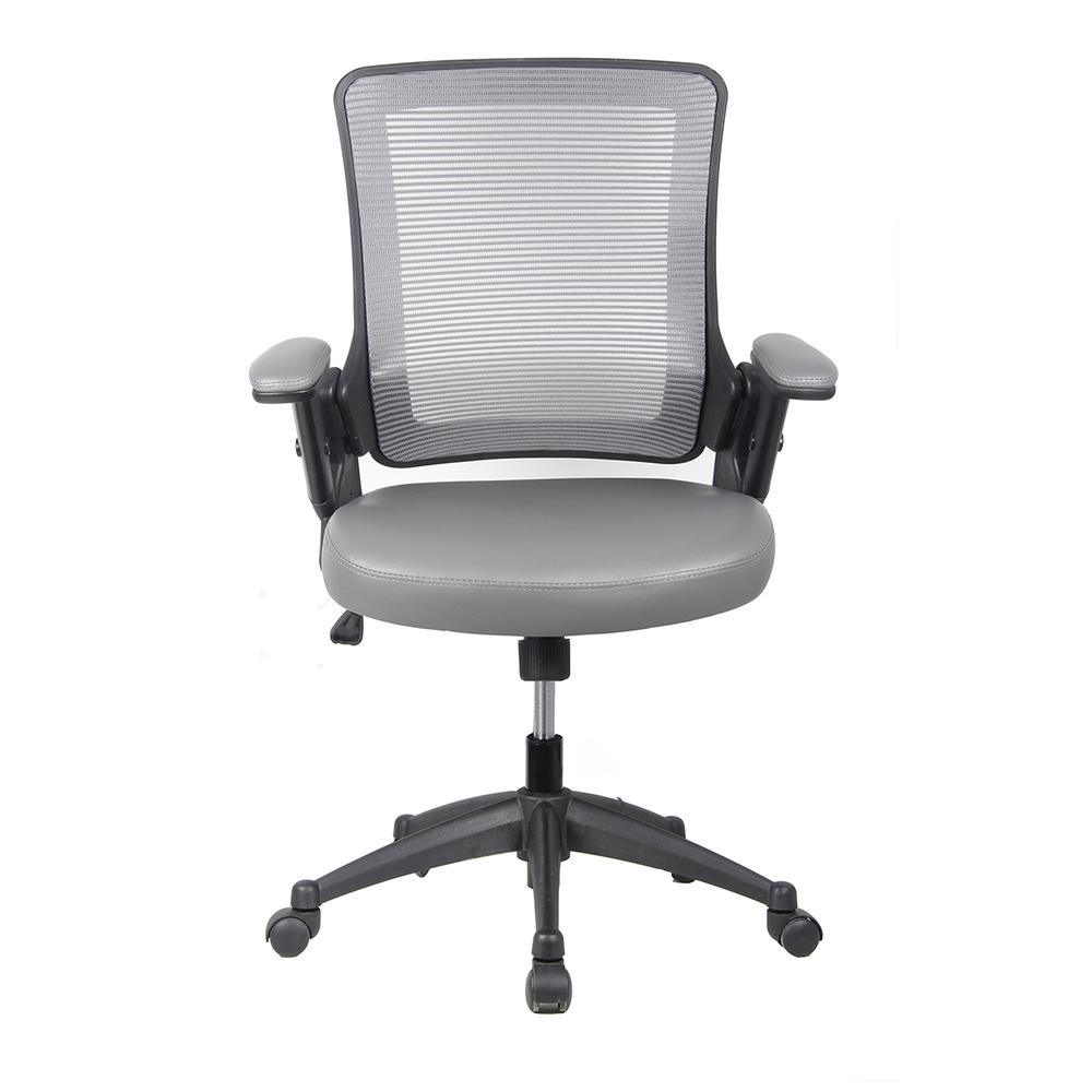 Mid-Back Mesh Task Office Chair with Flip Up Arms. Color: Gray. Picture 2