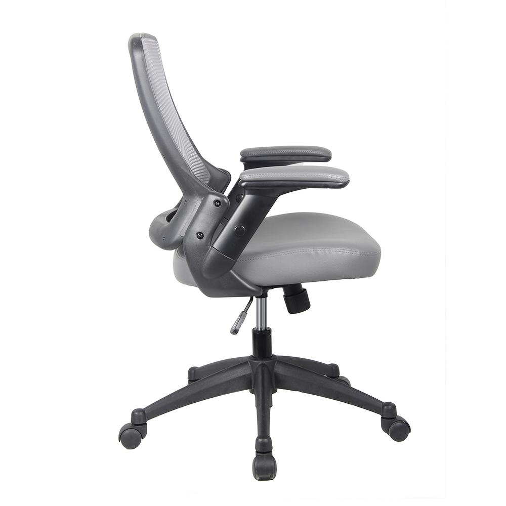 Mid-Back Mesh Task Office Chair with Flip Up Arms. Color: Gray. Picture 4
