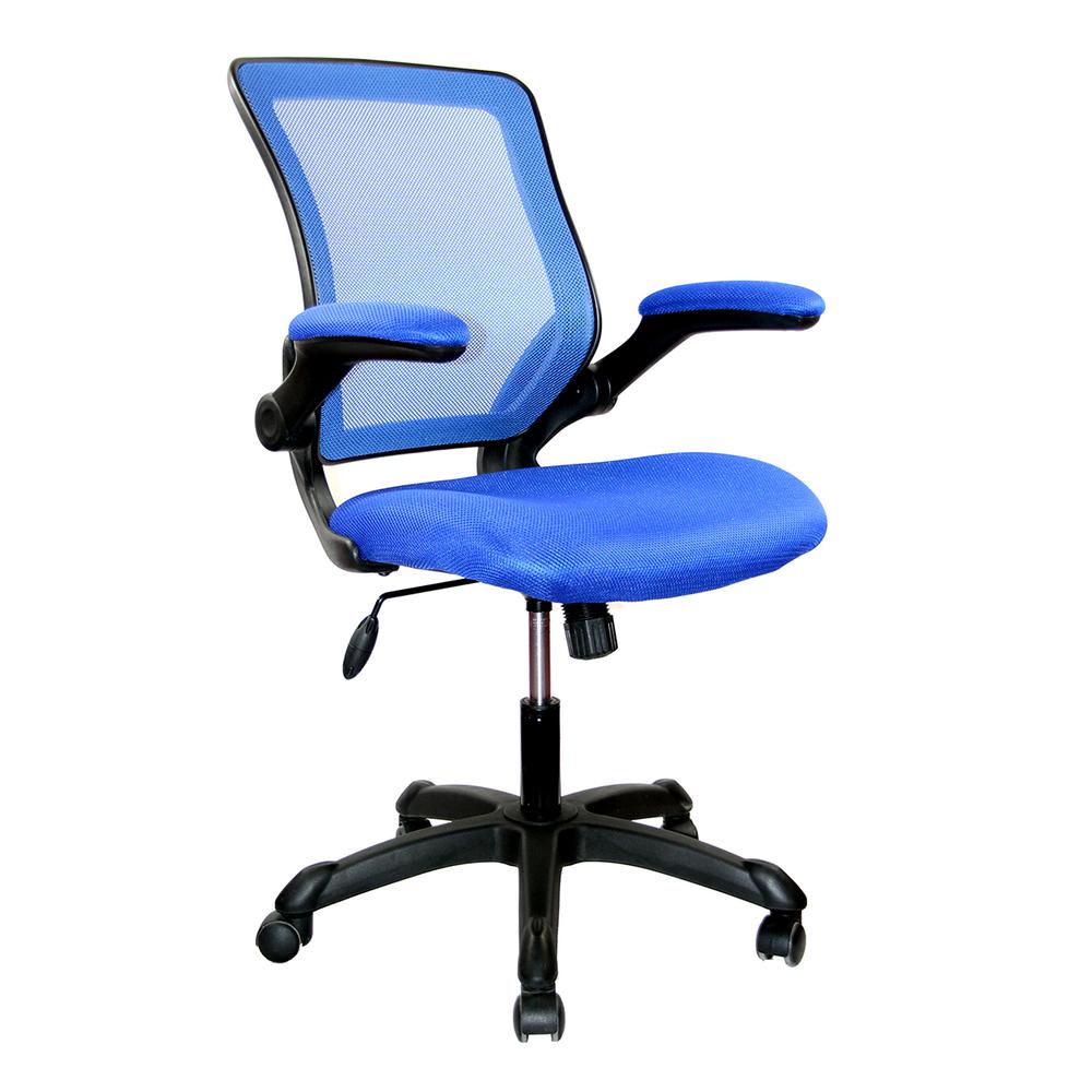 Mesh Task Office Chair with Flip Up Arms. Color: Blue. The main picture.