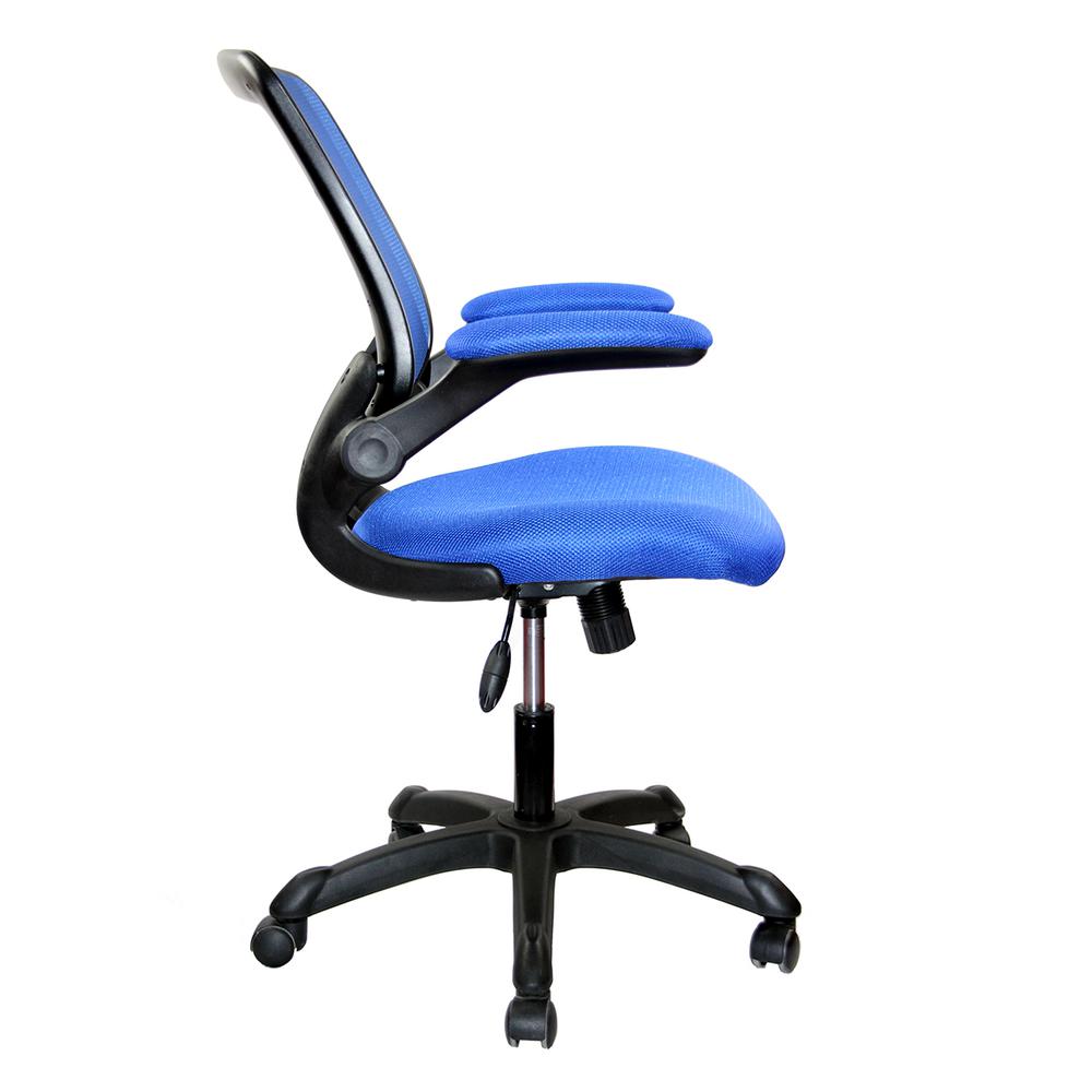Mesh Task Office Chair with Flip Up Arms. Color: Blue. Picture 2