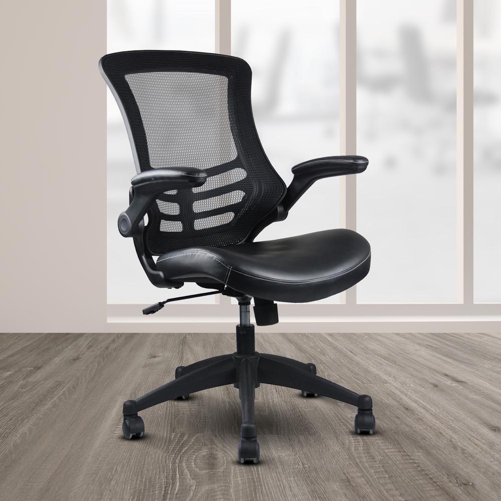 Stylish Mid-Back Mesh Office Chair With Adjustable Arms. Color: Black. Picture 5