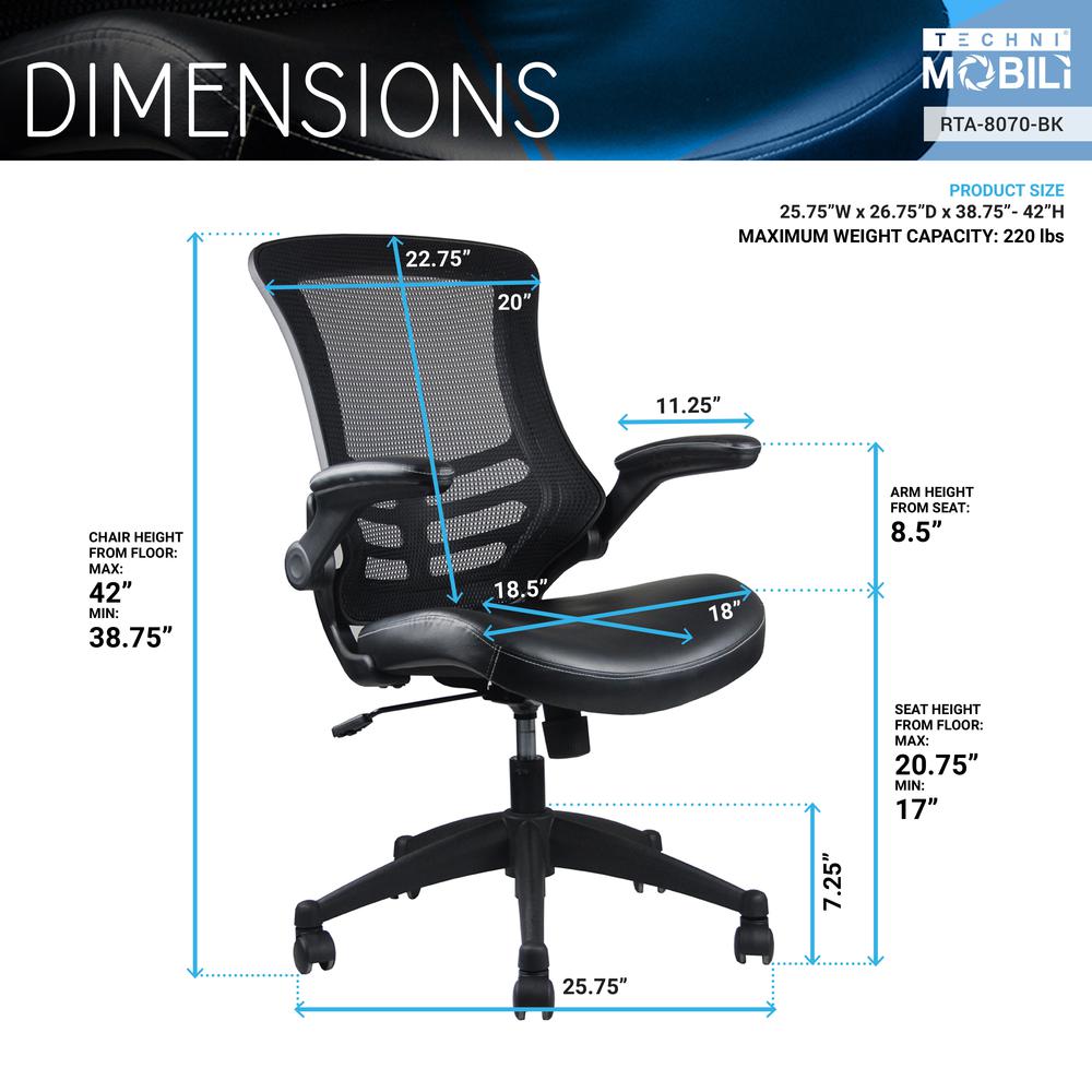 Stylish Mid-Back Mesh Office Chair With Adjustable Arms. Color: Black. Picture 7