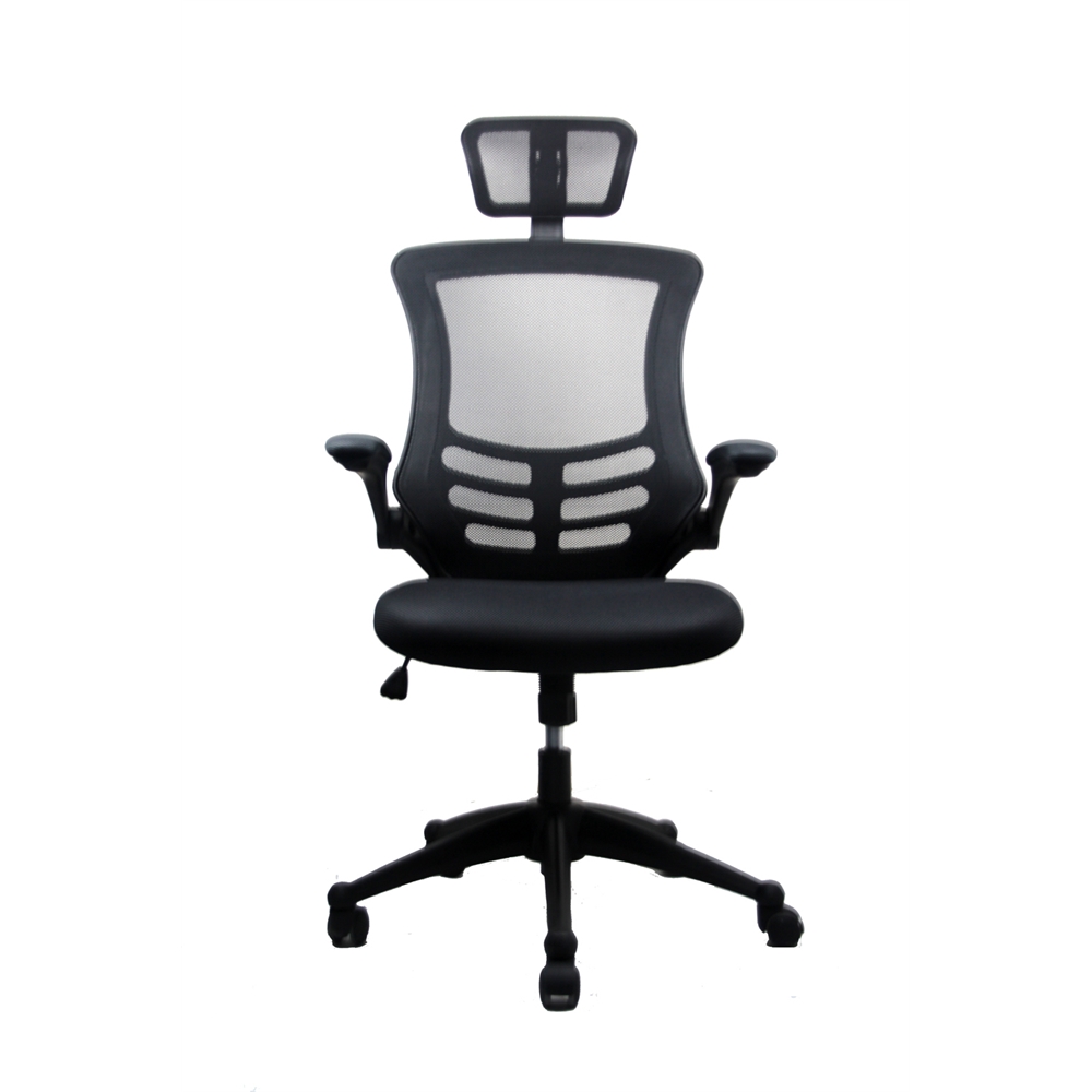 Modern High-Back Mesh Executive Office Chair With Headrest And Flip Up