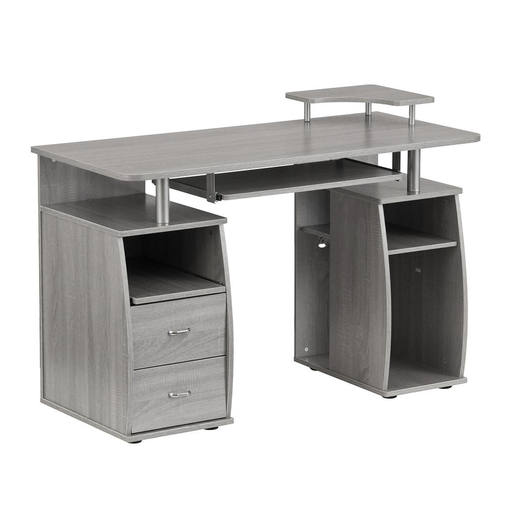 Complete Computer Workstation Desk With Storage, Gray. Picture 1