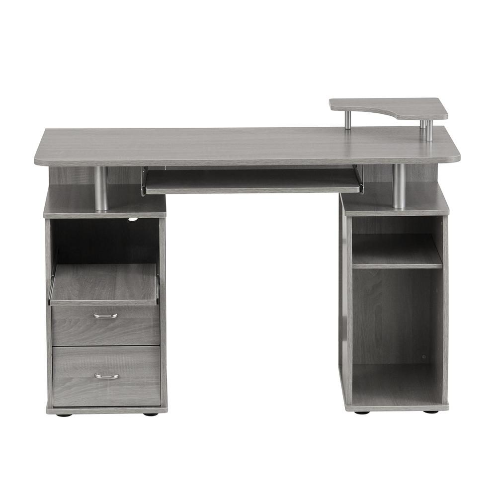 Complete Computer Workstation Desk With Storage, Gray. Picture 2
