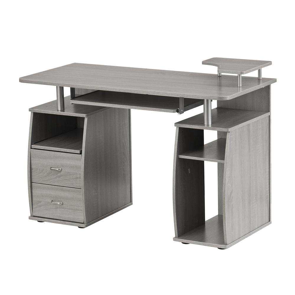 Complete Computer Workstation Desk With Storage, Gray. Picture 4