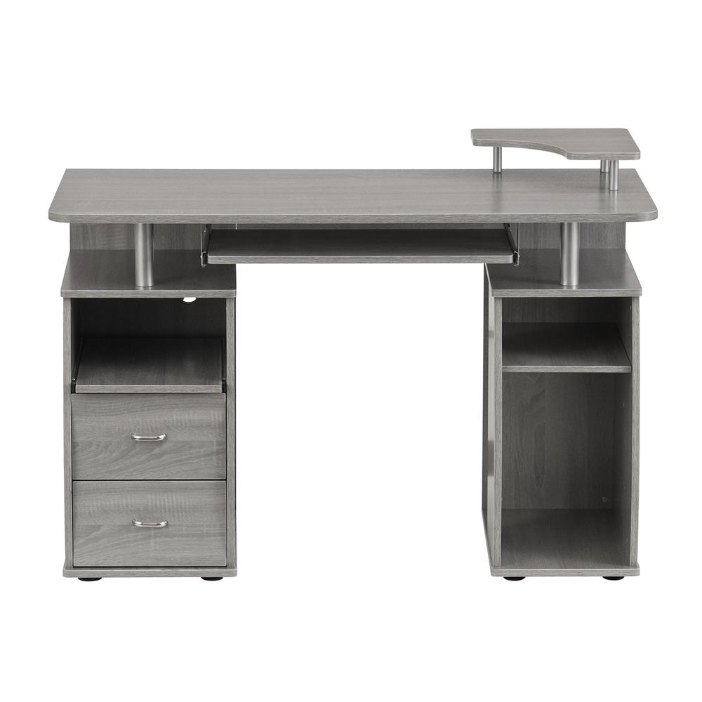 Complete Computer Workstation Desk With Storage, Gray. Picture 10
