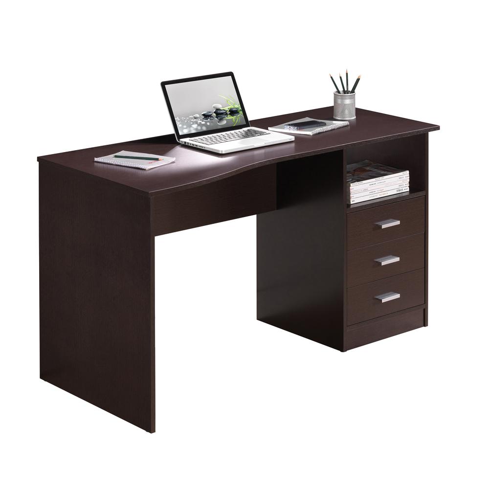 Classic Computer Desk with Multiple Drawers. Color: Wenge. Picture 3