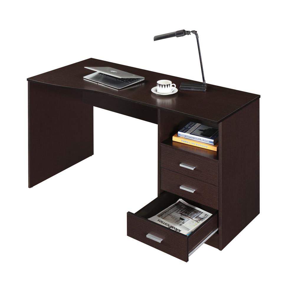 Classic Computer Desk with Multiple Drawers. Color: Wenge. Picture 4