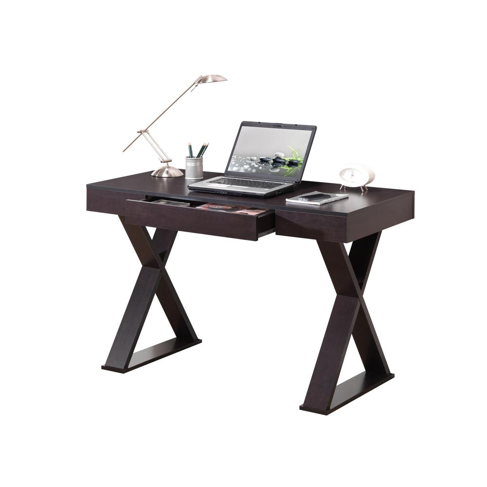Trendy Writing Desk with Drawer. Color: Espresso. Picture 3
