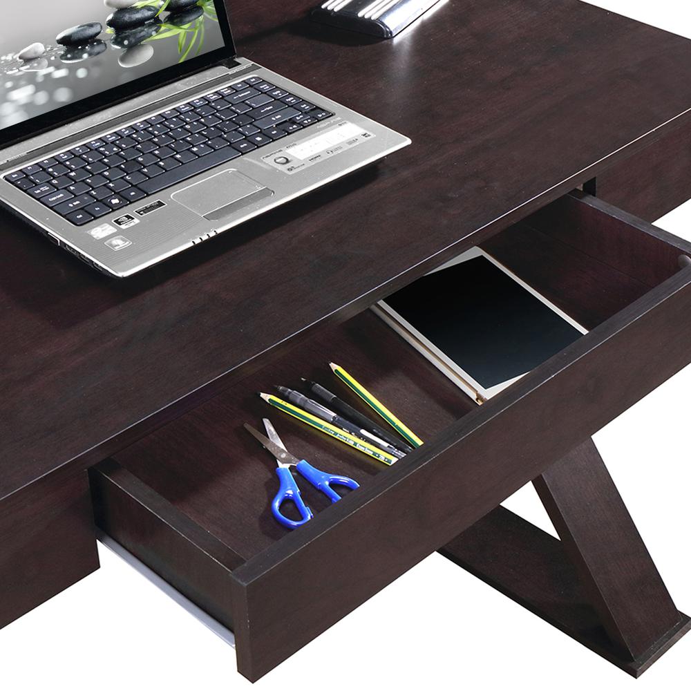 Trendy Writing Desk with Drawer. Color: Espresso. Picture 4