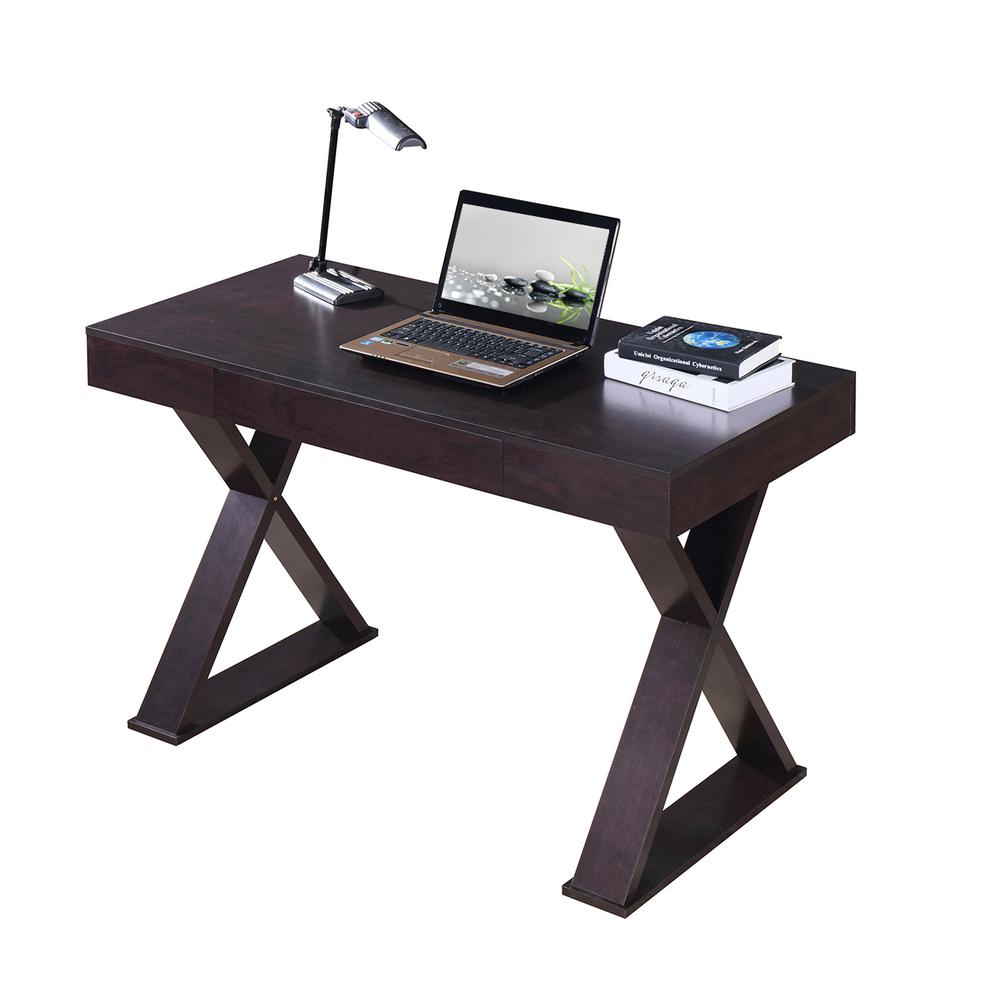 Trendy Writing Desk with Drawer. Color: Espresso. Picture 7