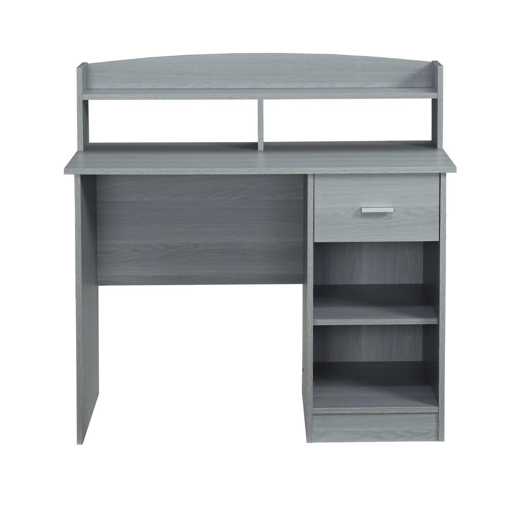 Techni Mobili Modern Office Desk with Hutch, Grey. Picture 2
