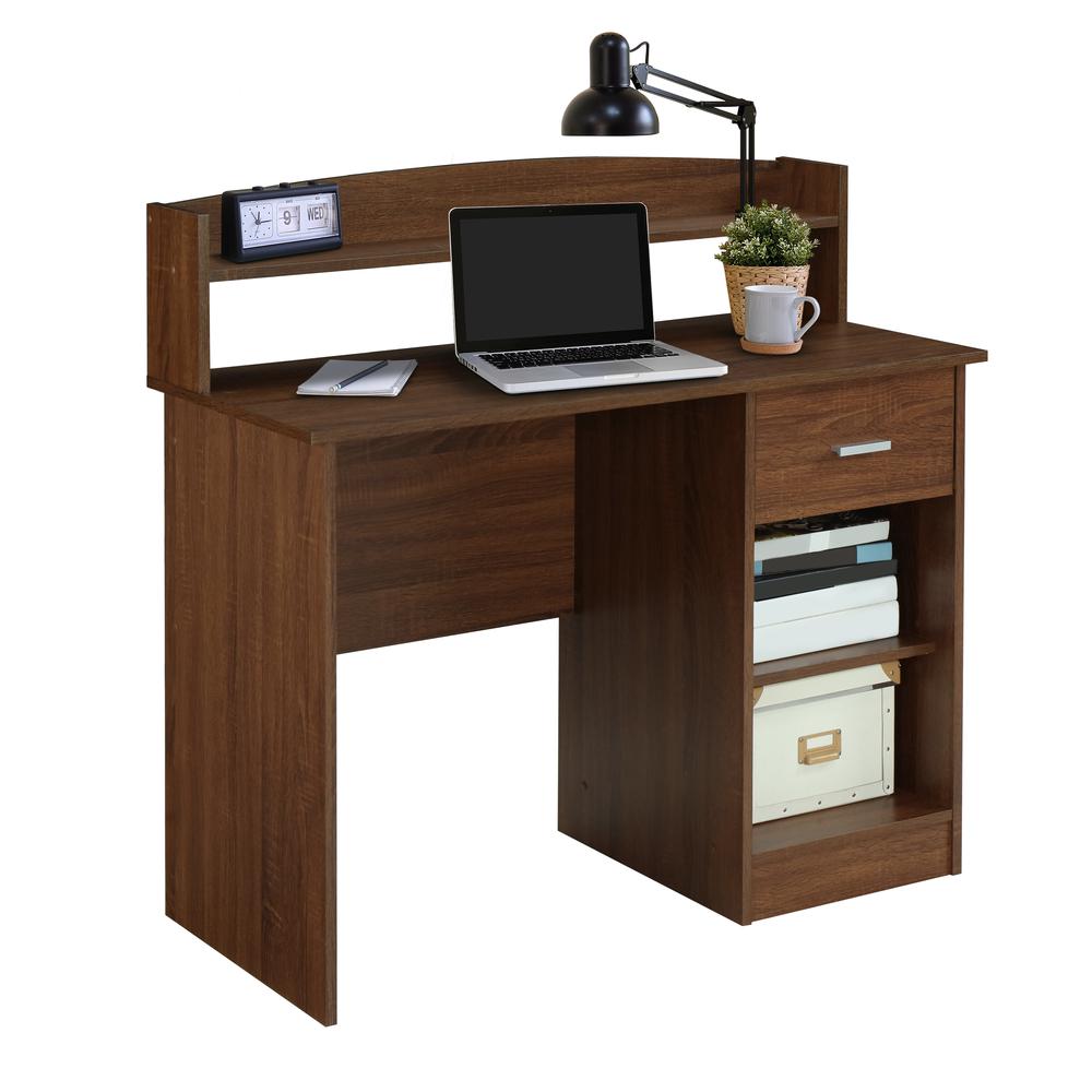 Techni Mobili Modern Office Desk with  Hutch, Oak. Picture 3