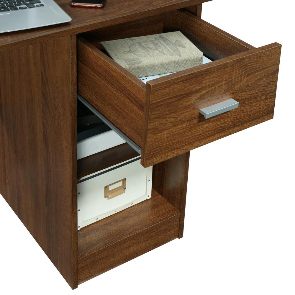 Techni Mobili Modern Office Desk with  Hutch, Oak. Picture 8