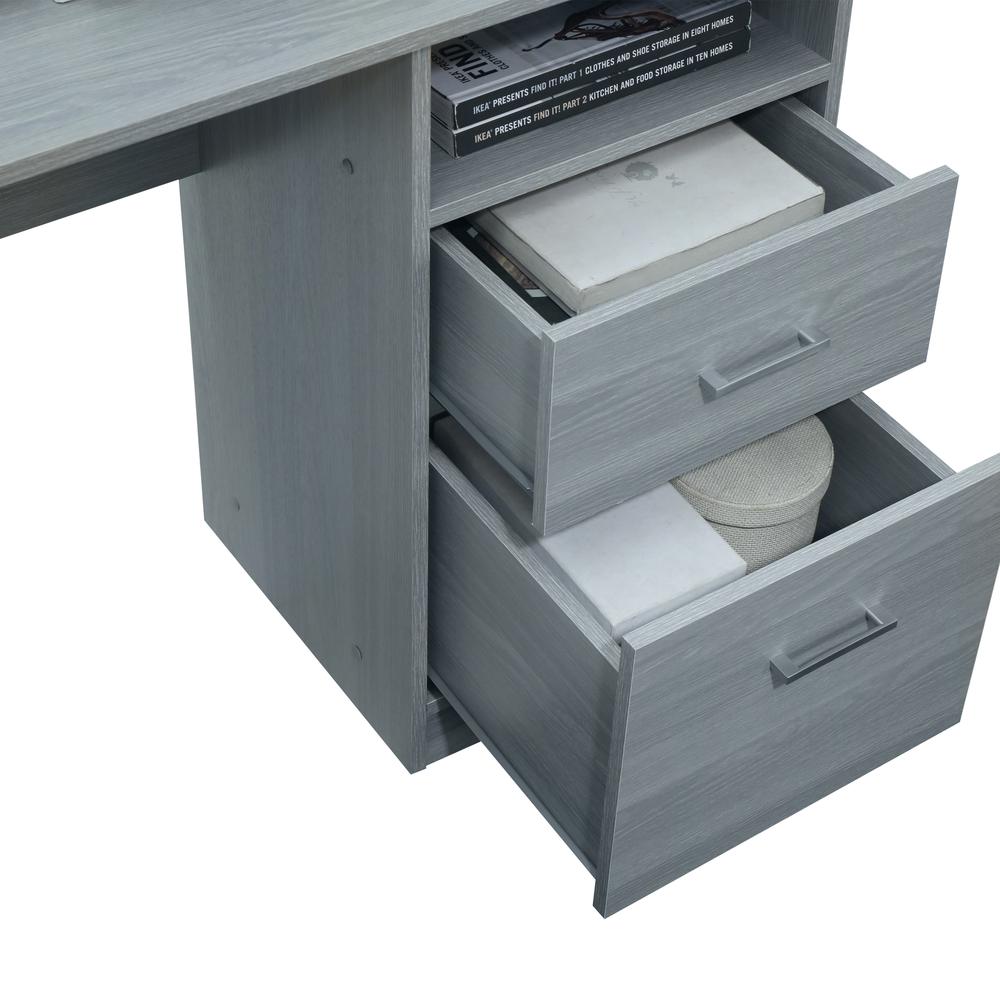 Techni Mobili Functional L-Shape Desk with Storage, Grey. Picture 6
