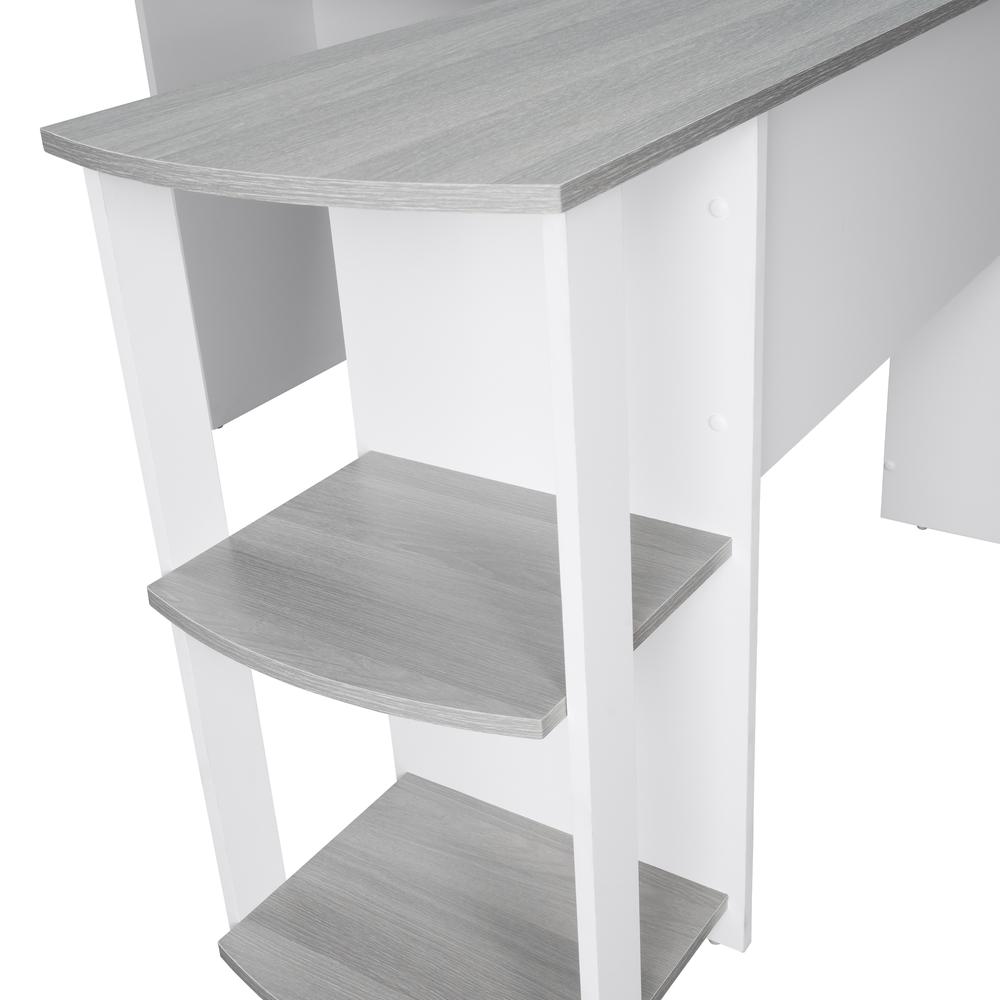Techni Mobili Modern L-Shaped Desk with Side Shelves, Grey. Picture 7