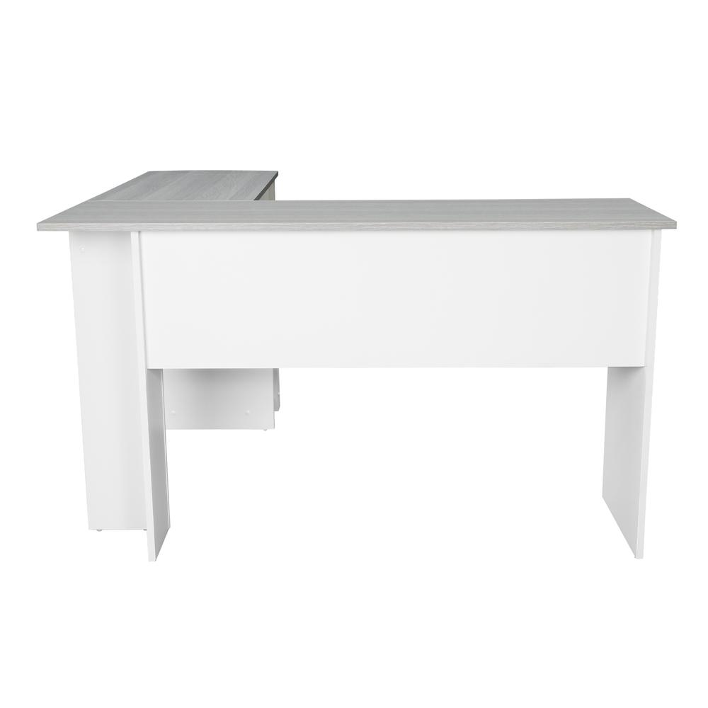 Techni Mobili Modern L-Shaped Desk with Side Shelves, Grey. Picture 5
