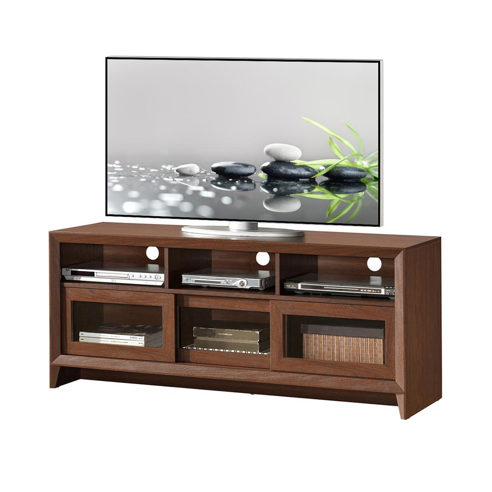 Modern TV Stand with Storage For TVs Up To 65" . Color: Hickory. Picture 4