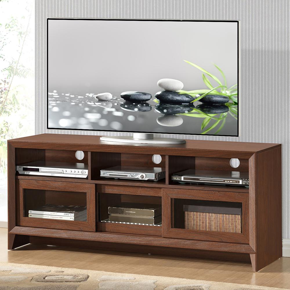 Modern TV Stand with Storage For TVs Up To 65" . Color: Hickory. Picture 6