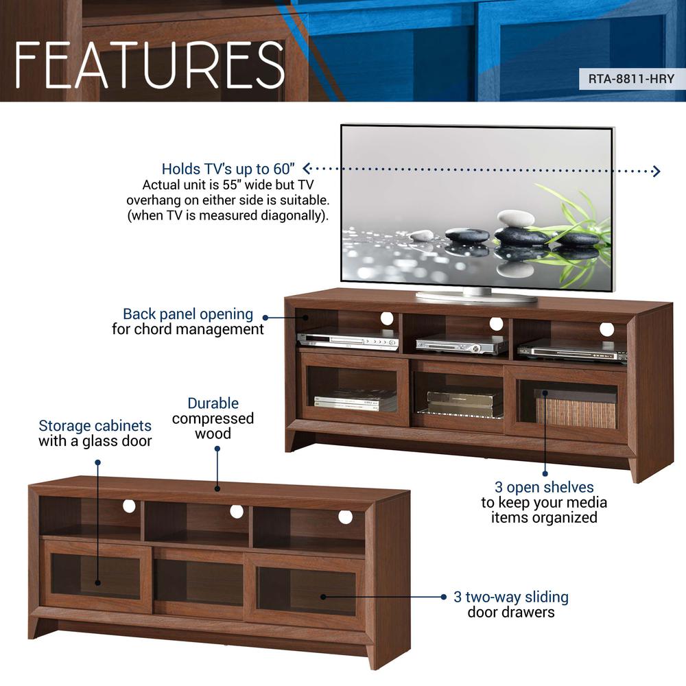Modern TV Stand with Storage For TVs Up To 65" . Color: Hickory. Picture 7