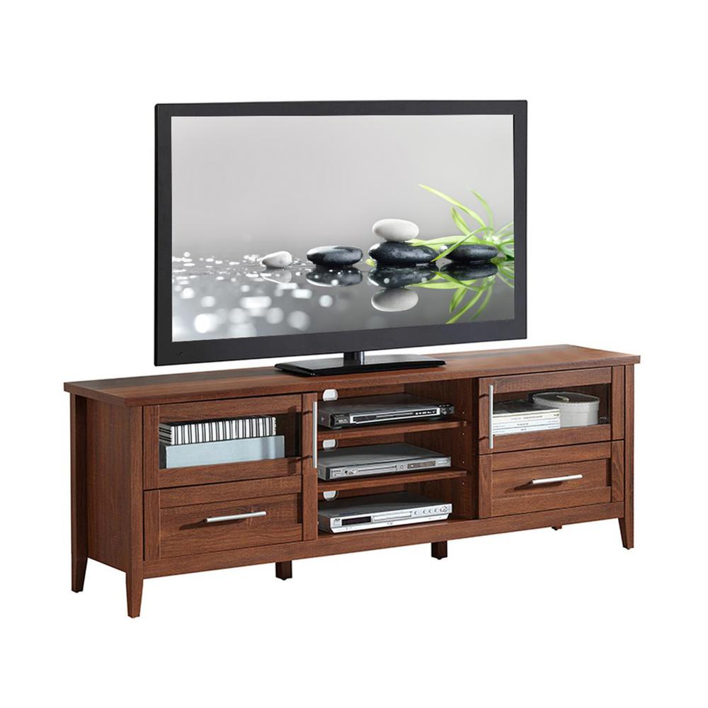 Modern TV Stand with Storage For TVs Up To 75". Color: Oak. Picture 4