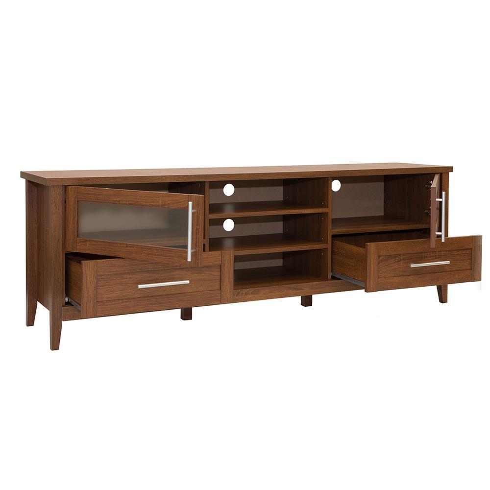 Modern TV Stand with Storage For TVs Up To 75". Color: Oak. Picture 5