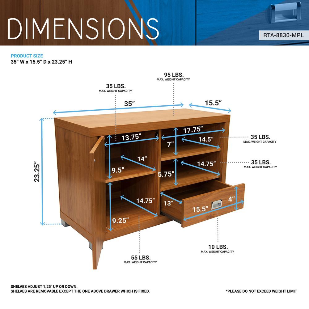 TV Stand with Storage. Color: Maple. Picture 7