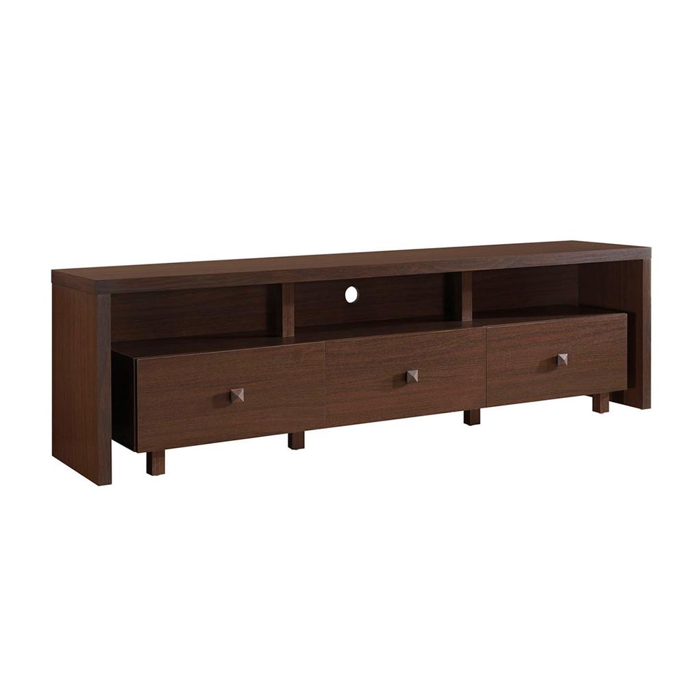 Elegant TV Stand For TV's Up To 70" with Storage. Color: Hickory. Picture 1