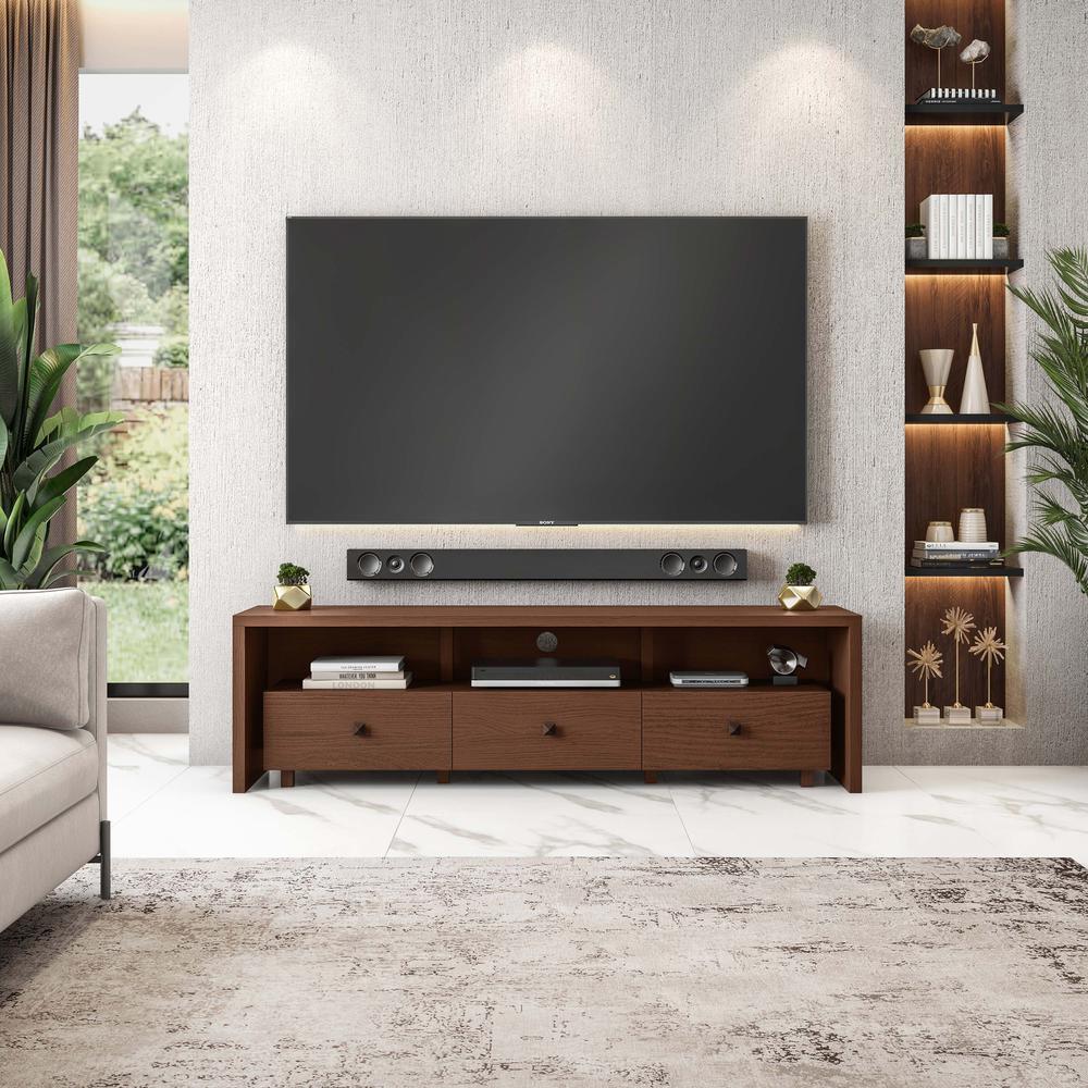 Elegant TV Stand For TV's Up To 70" with Storage. Color: Hickory. Picture 5