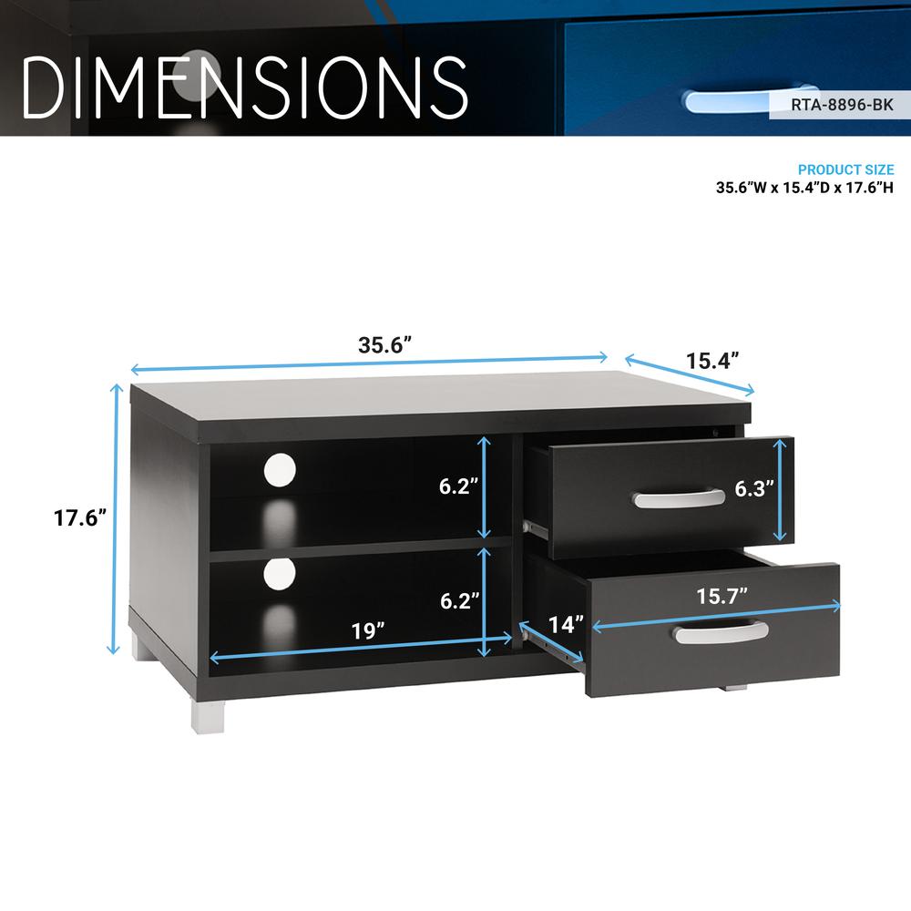 Modern TV Stand with Storage For TVs Up To 40". Color: Black. Picture 8