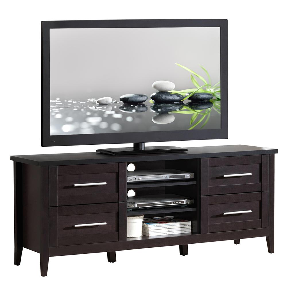 Elegant TV Stand with Storage For TVs Up To 70". Color: Espresso. Picture 2