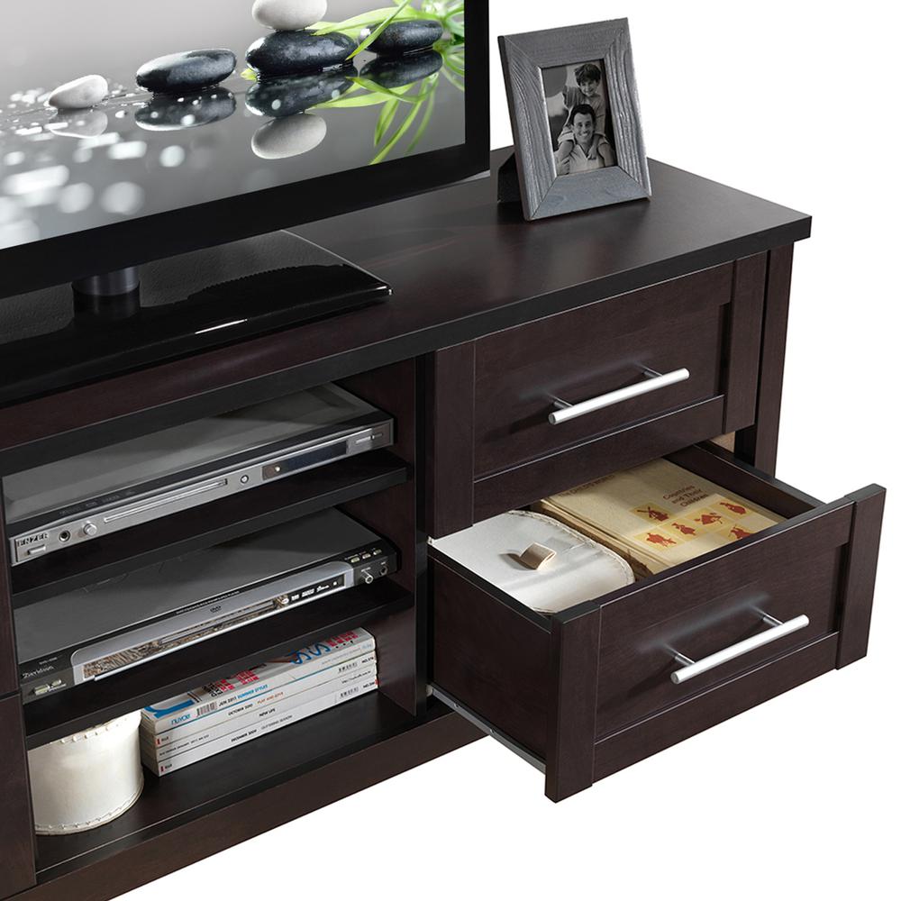 Elegant TV Stand with Storage For TVs Up To 70". Color: Espresso. Picture 3