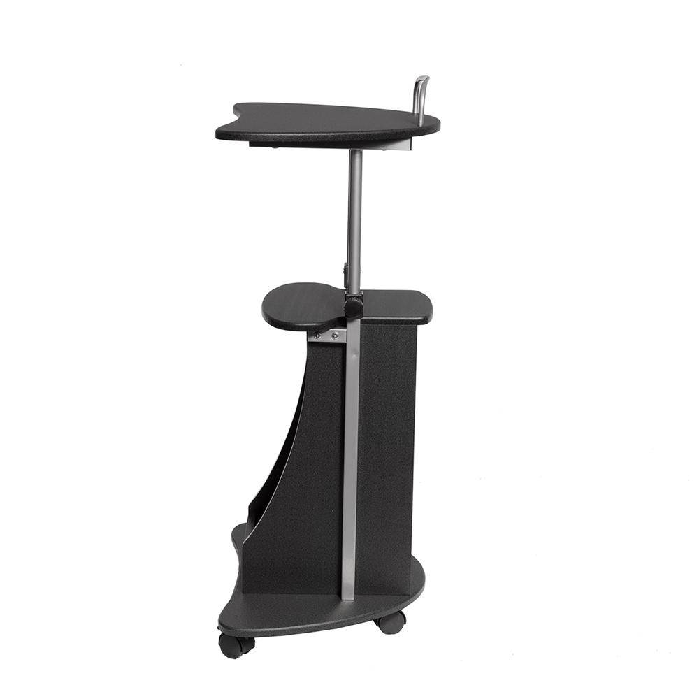 Rolling Adjustable Height Laptop Cart With Storage. Color: Graphite. Picture 4