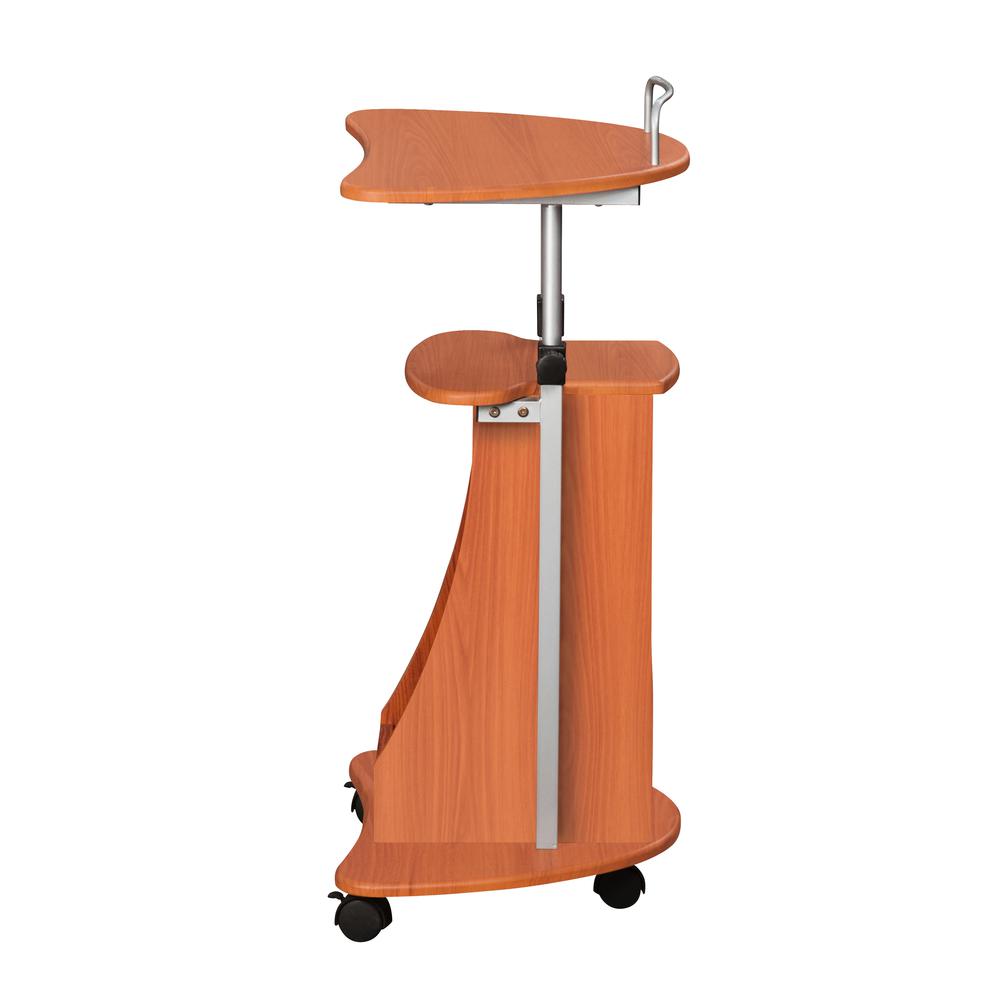 Rolling Adjustable Height Laptop Cart With Storage. Color: Woodgrain. Picture 11