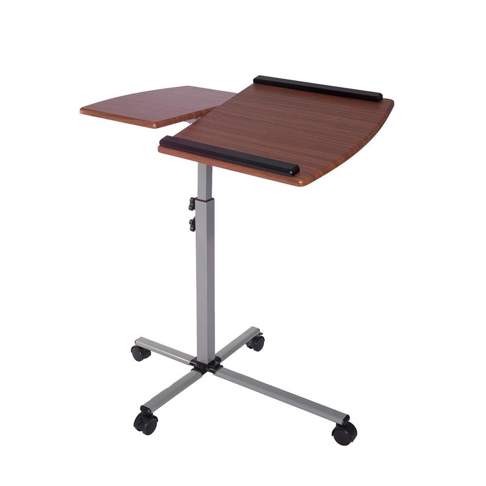 Rolling Adjustable Laptop Cart. Color: Mahogany. Picture 10