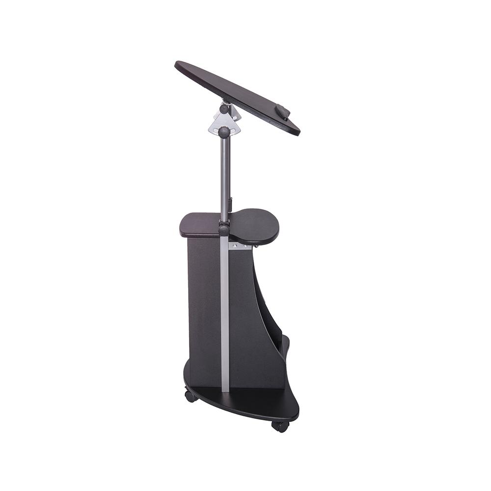 Rolling Adjustable Laptop Cart With Storage. Color: Black. Picture 3